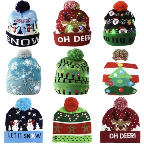 Pqte. 3 Gorros Navideños con Luces