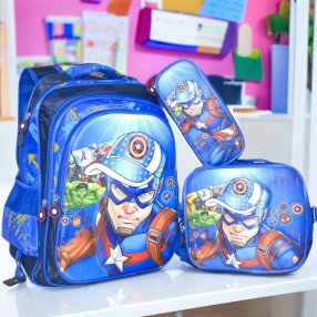 Combo Mochila 3 Pzas Capitán América Gorrita
