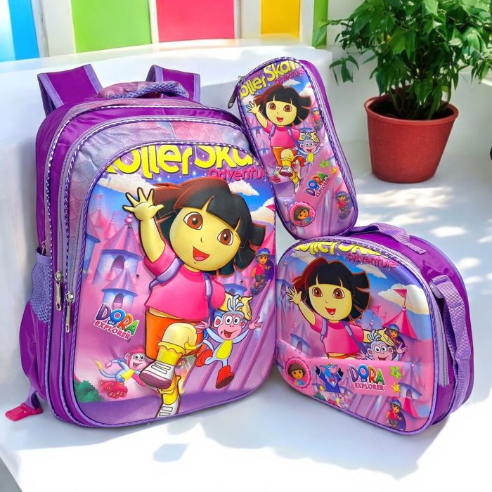Combo 3 Pzas Mochila 3D Dora