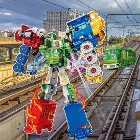 Pqte. con 3 transformers en forma de Tren, Variación de colores