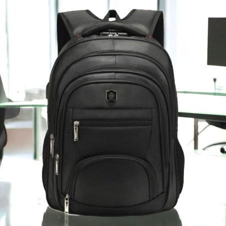 MOCHILA PREMIUM 7 CIERRES MULTIPLES COMPARTIMENTOS NEGRA