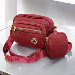 Crossbody 5 Cierres Bimba con Monedero Jujube red