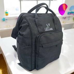 Mochila tipo Pañalera Letian Negro Total 4 compartimentos