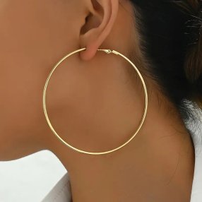 ARGOLLAS DELGADAS DORADAS LISAS GRANDES 8 CM
