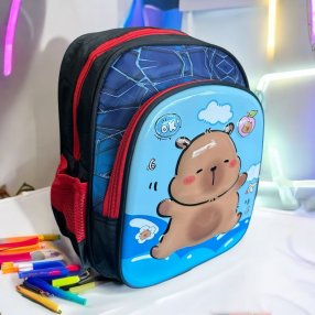 Mochila 3D Kinder Capybara Olas negro rojo