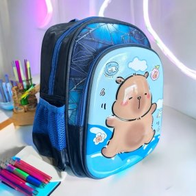 Mochila 3D Kinder Capybara Olas azul