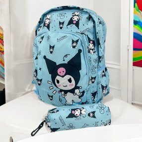 Mochila Kuromy 3 compartimentos y lapicera Azul