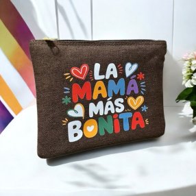 COSMETIQUERA DE LONA CON MENSAJE PARA MAMA CAFE