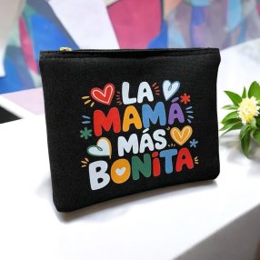 COSMETIQUERA DE LONA CON MENSAJE PARA MAMA NEGRO
