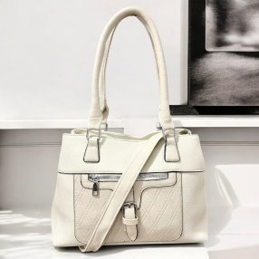 Bolsa Doble Compartimento Hebilla Frontal Beige