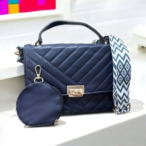 Bolsa de Mano Con Asa Artesanal y monedero Blue