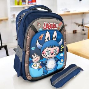 Mochila Labubu Con Lapicera Marino Espacio