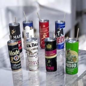 Termo  con Popote Metalico Jack Daniel