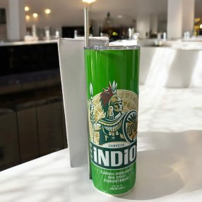 Termo  con Popote Metalico Indio