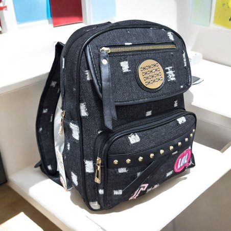 Mochila de Mezclilla con parches Negro