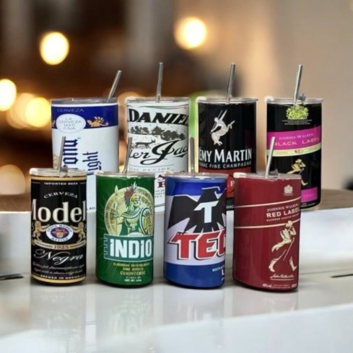 Termo Chubby  con Popote Metalico Red Label Negro