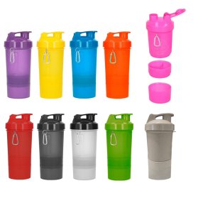 CILINDRO SHAKER CON DIVISIONES PARA GYM - COLOR SURTIDO (ROJO)
