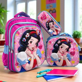Combo de mochila 3 piezas 3D Blanca Nieves