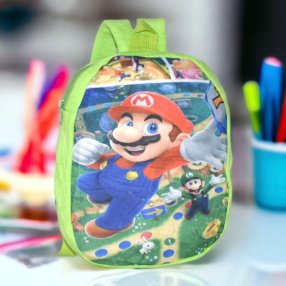 Mochila Preescolar Verde Super Mario Misión