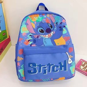 Mochila Kinder tipo lona Stitch Azul