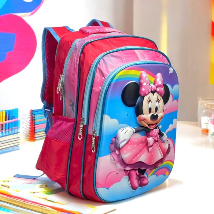 Mochila Primaria 3D Minnie Arcoíris