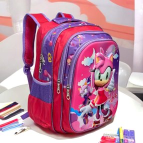 Mochila Primaria 3D Sonic Rosa Like
