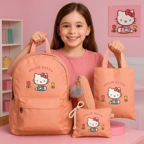 Eco -Combo  Lona 4 piezas Salmon Sanrio
