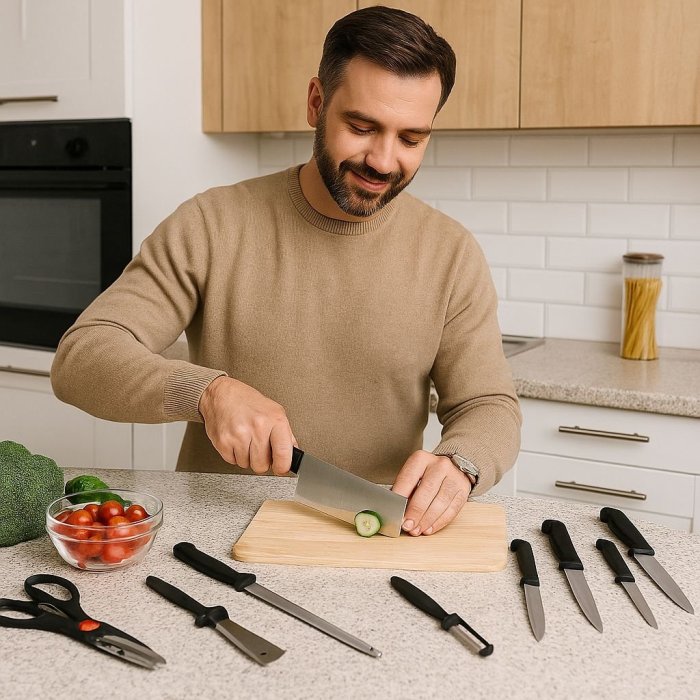 JUEGO DE 8 CUCHILLOS ACERO INOXIDABLE