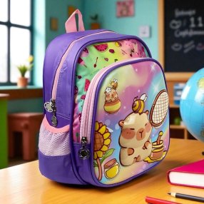 Mochila Kinder diseño de Niña Capybara (se envía color y diseño al azar)