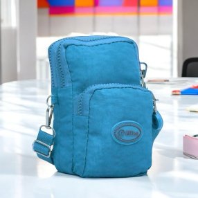 Porta Celular Tipo Kipling 3 Cierres Turquesa