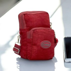 Porta Celular Tipo Kipling 3 Cierres Rojo