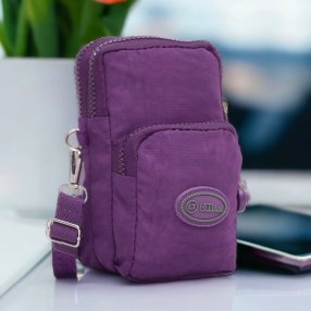 Porta Celular Tipo Kipling 3 Cierres Morado