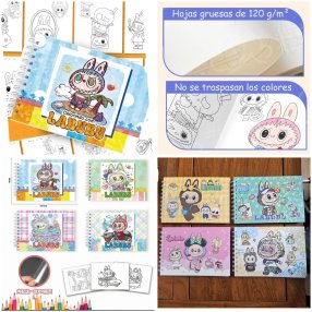 Libro Para Colorear Labubu (se envia diseño al azar)