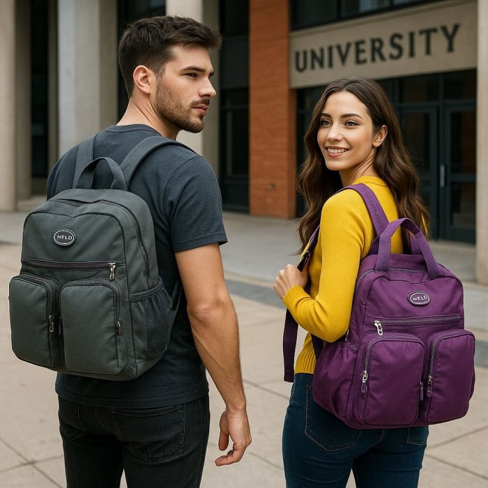 Mochila tipo kipling con 6 compartimetos Negro