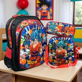 Combo Mochila Primaria 3 Pza Esferas Dragon Ball