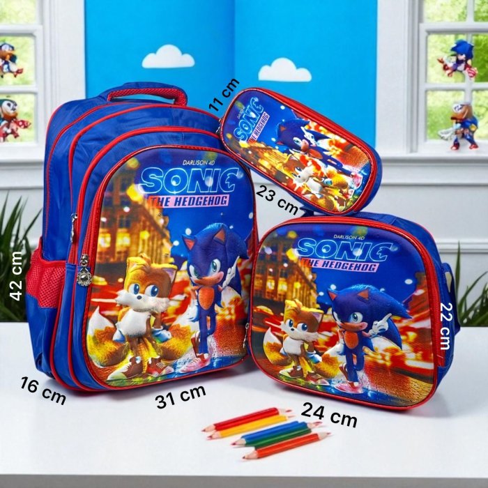 Combo de mochila Primaria 3 piezas 3D Kitty lila