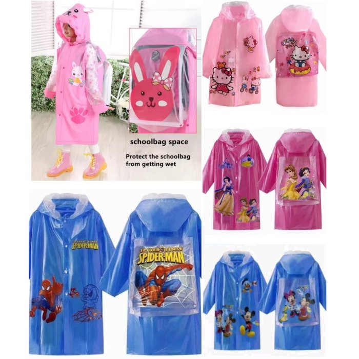 Impermeable de Niño Diseño Mickey con extencion  para Mochila (elige tu talla)