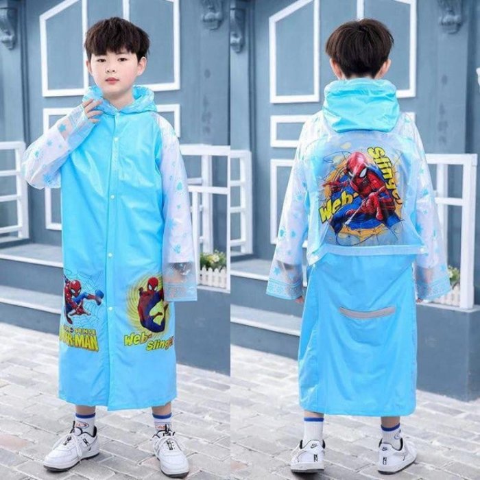 Impermeable de Niño Diseño Spiderman con extencion  para Mochila (elige tu talla)