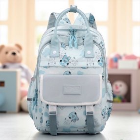 Mochila Tipo Pañalera con lindo estampado de conejo Cielo