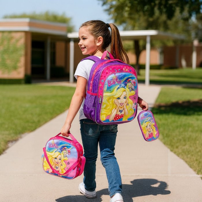 Combo de mochila Primaria 3 piezas 3D Princesas disney
