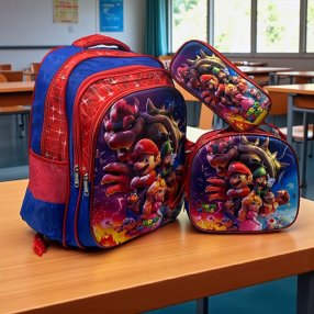 Combo de mochila Primaria 3 piezas 3D Super mario bros y amigos