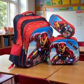 Combo de mochila Primaria 3 piezas 3D Iron Man