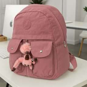 Mochila tipo kipling con llavero changuito Rosa palo