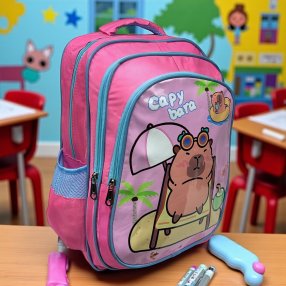 Mochila Infantil Capibara 41×32×16 cm – Resistente, Ligera y con Múlti