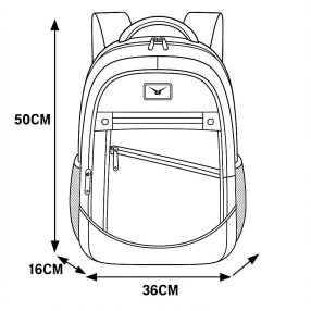 Mochila Ejecutiva HL Long Negra 50 cm – Resistente y Espaciosa