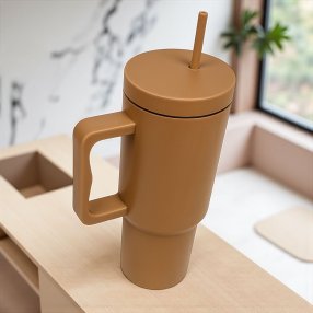 Termo tipo stanley con asa  acero inoxidable 40 oz café