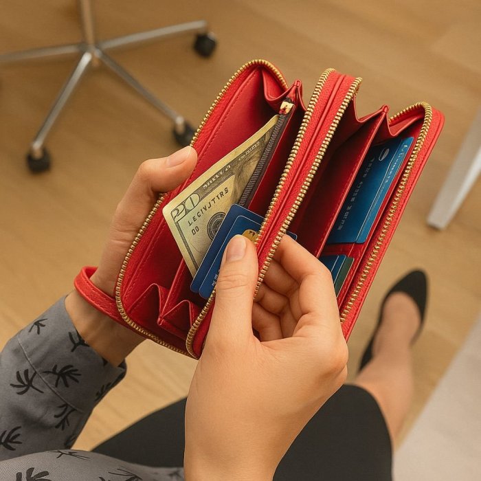 Cartera doble cierre KR Blanco