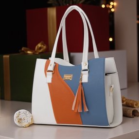 Bolsa tricolor con textura y asa desmontable