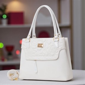 Bolsa blanca con diseño floral y asa desmontable