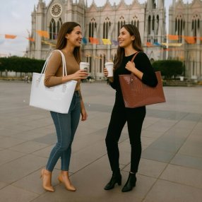 Bolsa Tote Mujer Elegante con Textura Croco | 46x30x14 cm